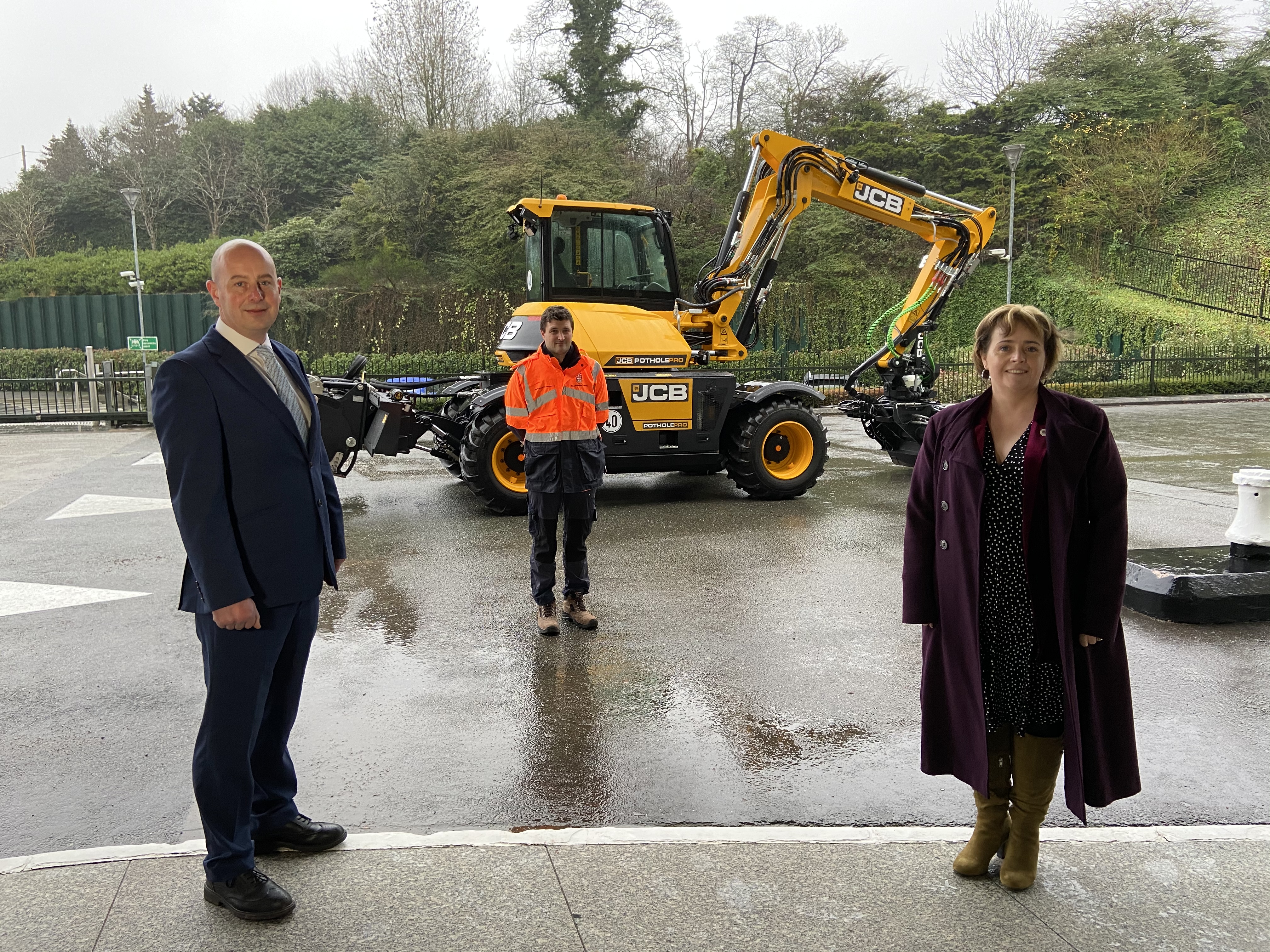 With Paul Murray, JCB Product Manager & James Harper from Stoke-on-Trent City Council Highways Team - and the JCB Pothole Pro.