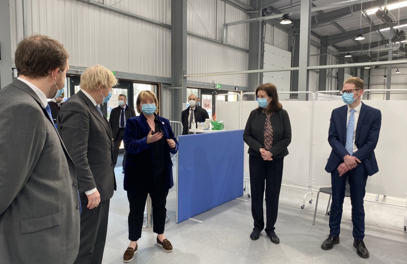 Abi Brown welcoming the Prime Minister to the mass vaccination centre