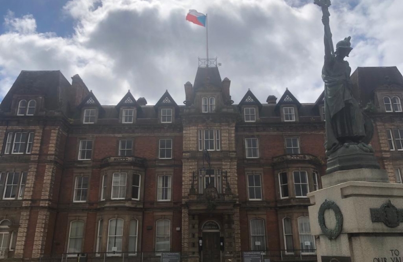 Czech flag flying over Hanley town hall