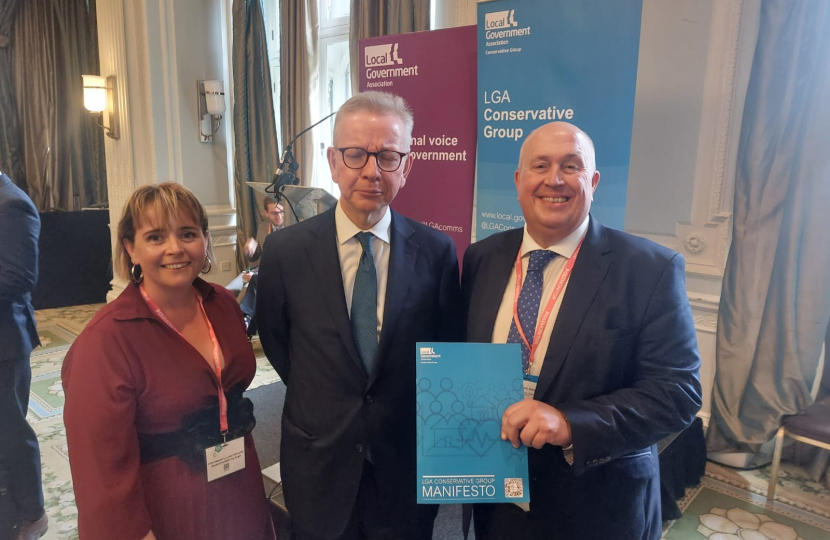 Launching the LGA Conservatives manifesto with Cllr Colin Noble and Rt Hon Michael Gove MP.